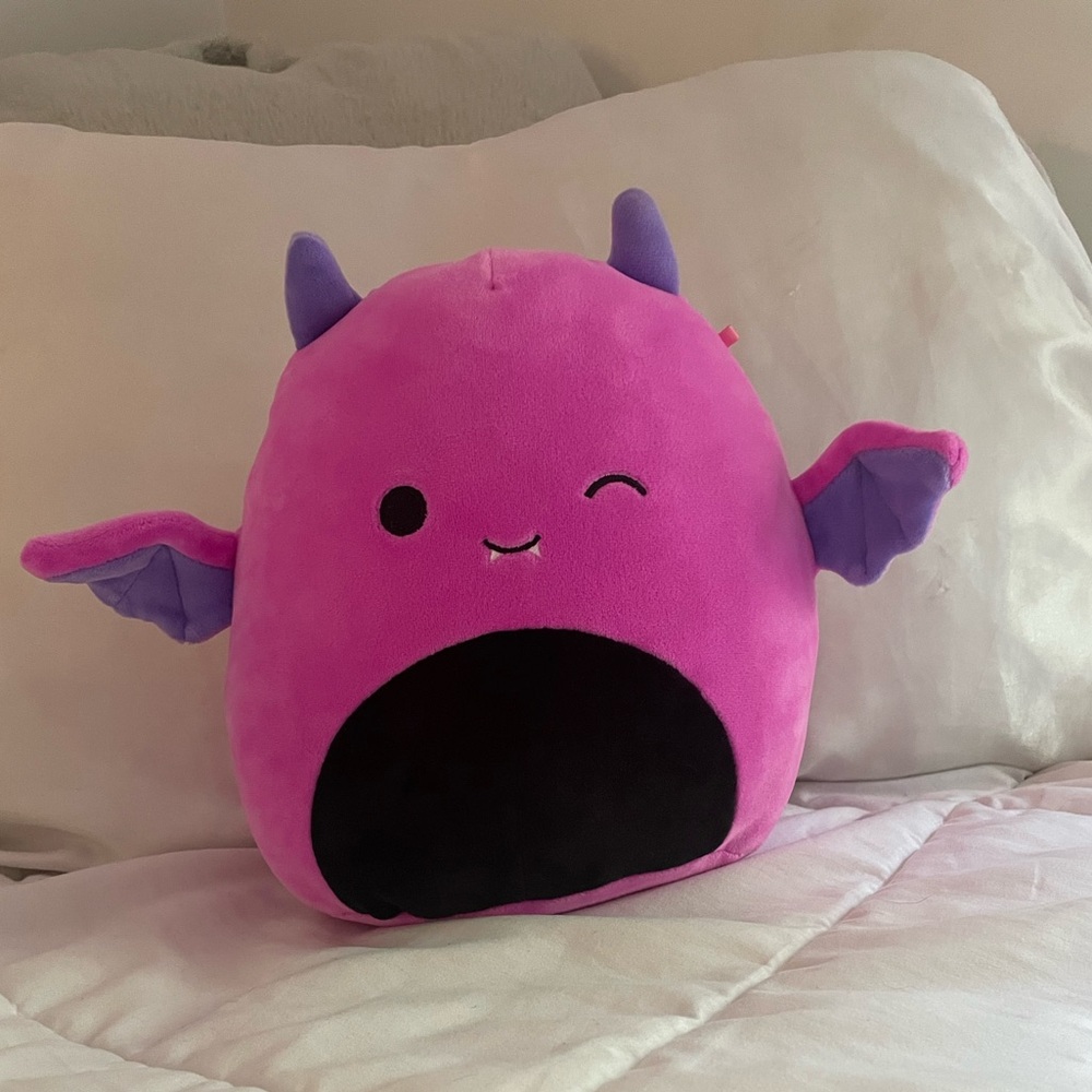 Pink and purple bat squishmallow